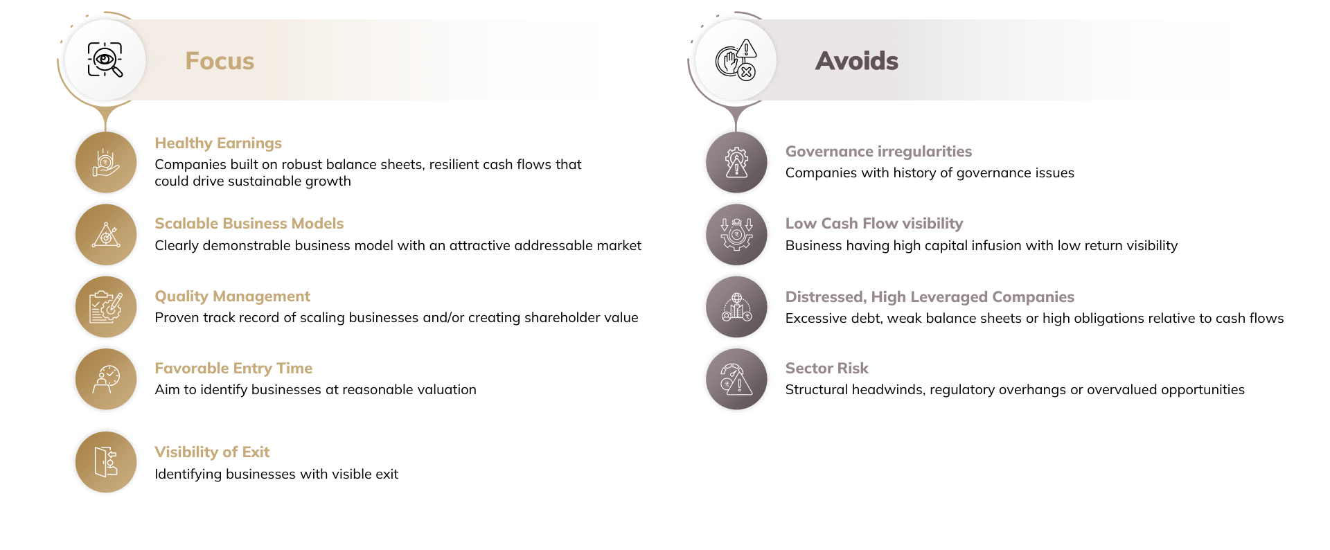 ICICI Prudential Special Opportunities Fund investment framework focus and avoids